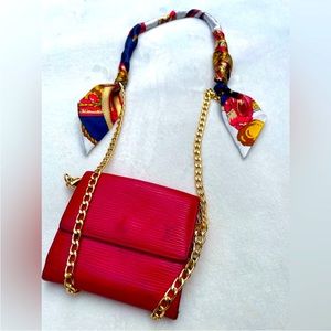 Louis Vuitton Vintage Red Epi Leather Wallet On Chain Portefeiulle Elise